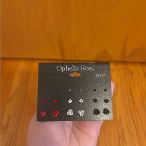 Ophelia Roe Red, Silver, and Black Earring Trio